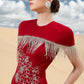 Red Maxi Dress with Floral Embroidery for Formal Events