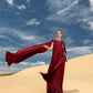 Burgundy Cape Sleeve Maxi Dress with Gold Embellishments