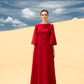 Minimalist Red A-Line Dress with Beaded Neckline