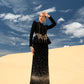 Black Embellished Peplum Jacket and Sequin Skirt Evening Gown