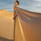 Gold Draped Kaftan Gown with Crystal Floral Embellishment