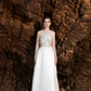 Beaded Long-Sleeve Ivory White Gown with Sheer Illusion Bodice