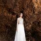 Beaded Long-Sleeve Ivory White Gown with Sheer Illusion Bodice