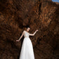 Beaded Long-Sleeve Ivory White Gown with Sheer Illusion Bodice