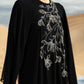 Black Floral Embellished Abaya with Flowing Cape Design
