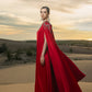 Red Embellished Kaftan Gown with Pearl Detailing
