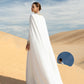 White Gown with Golden Embroidery and Cape