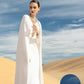 White Gown with Golden Embroidery and Cape