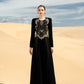 Black Gown with Embellished Butterfly Motif