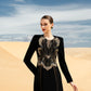 Black Gown with Embellished Butterfly Motif
